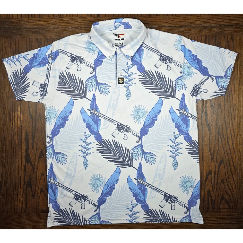 Eagle Six Gear Pacific Blues ARs Golf Polo Shirt Mens Large Blue White Tactical